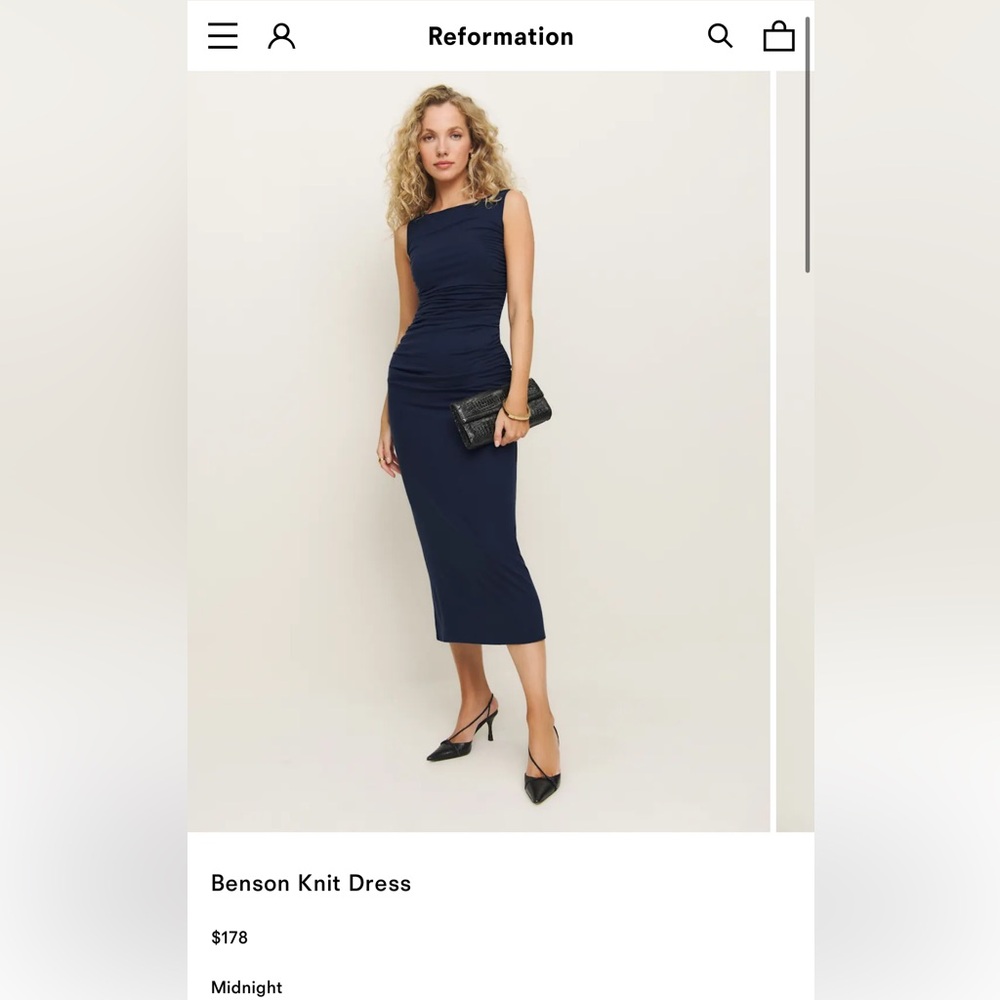 NEW Reformation Midnight Blue Benson Knit Dress